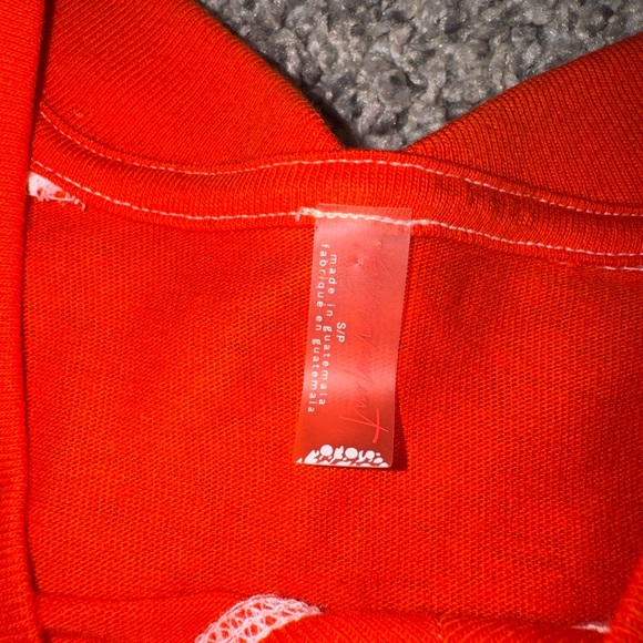 FP Movement by Free People Bright Orange Long Sleeve Pullover with White Stripes - Picture 3 of 4